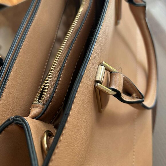 ALDO Camel Structured Tote Satchel with Gold Hardware & Crossbody Strap – OS - Picture 3 of 11